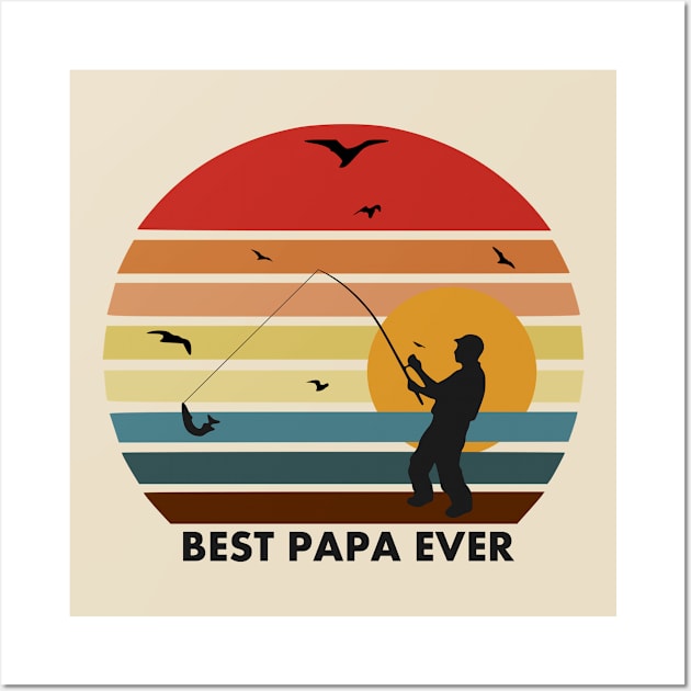 Vintage Father's Day Shirt Dad's Best Papa Ever Perfect Gift Wall Art by jonathanptk